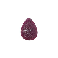 RUBY Gemstone Carving : 22.10cts Natural Untreated Unheated Red Ruby Hand Carved Floral Pear Shape 22.10mm