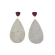 White Druzy & Red Ruby Gemstone Carving : 106.10cts Natural Untreated Rare Druzy Pear Triangle Shape 10mm - 50*28mm 4pcs