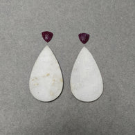 White Druzy & Red Ruby Gemstone Carving : 106.10cts Natural Untreated Rare Druzy Pear Triangle Shape 10mm - 50*28mm 4pcs