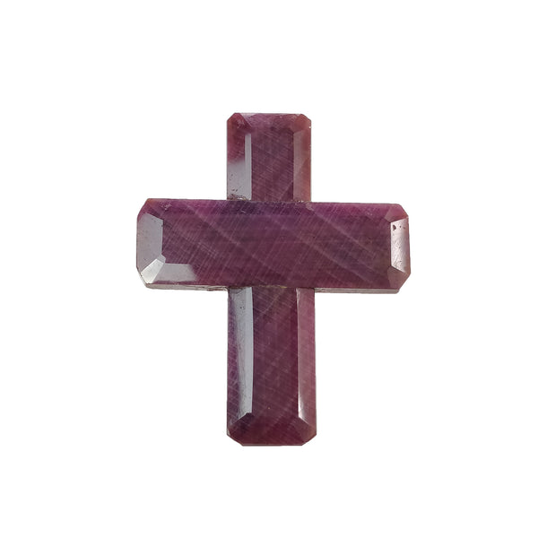 Red Ruby Gemstone Normal Cut : 137.70cts Natural Untreated Ruby Christian Jesus Cross 34.5*19.5mm