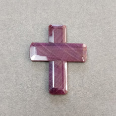Red Ruby Gemstone Normal Cut : 137.70cts Natural Untreated Ruby Christian Jesus Cross 34.5*19.5mm