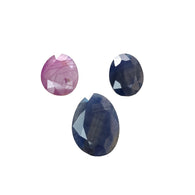 Blue Pink Sapphire Gemstone Rose Cut : 31.60cts Natural Untreated Sapphire Uneven Shapes 15.5*12mm - 21*16mm 3pcs