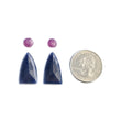 नीला और गुलाबी नीलम रत्न सामान्य और गुलाब कट: 29.40cts प्राकृतिक अनुपचारित नीलम त्रिभुज गोल आकार 7 मिमी - 23 * 13 मिमी 4 पीसी