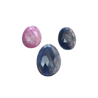 Blue Pink Sapphire Gemstone Rose Cut : 31.60cts Natural Untreated Sapphire Uneven Shapes 15.5*12mm - 21*16mm 3pcs