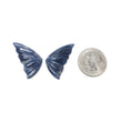 BLUE SAPPHIRE Gemstone Carving : 44.60cts Natural Untreated Sapphire Hand Carved BUTTERFLY 32*16.5mm Pair