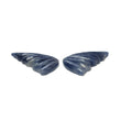 BLUE SAPPHIRE Gemstone Carving : 44.60cts Natural Untreated Sapphire Hand Carved BUTTERFLY 32*16.5mm Pair