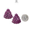 Red RUBY Gemstone Carving : 80.50cts Natural Untreated Unheated Ruby Floral Hand Carved Triangle Shape 35*30 Pair