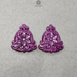 Red RUBY Gemstone Carving : 80.50cts Natural Untreated Unheated Ruby Floral Hand Carved Triangle Shape 35*30 Pair