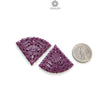 Red RUBY Gemstone Carving : 84.90cts Natural Untreated Unheated Ruby Floral Hand Carved Triangle Shape 35*41 Pair