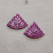 Red RUBY Gemstone Carving : 84.90cts Natural Untreated Unheated Ruby Floral Hand Carved Triangle Shape 35*41 Pair