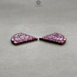 Red RUBY Gemstone Carving : 84.90cts Natural Untreated Unheated Ruby Floral Hand Carved Triangle Shape 35*41 Pair