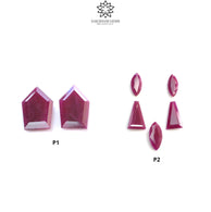 Ruby Gemstone Rose Normal Cut : Natural Untreated Unheated Red Ruby Marquise & Uneven Shape Pair/Set