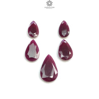 Ruby Gemstone Rose Normal Cut : 48.50cts Natural Untreated Unheated Red Ruby Pear Shape 16.5*10mm - 25*15mm 5pcs Set