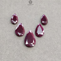 Ruby Gemstone Rose Normal Cut : 48.50cts Natural Untreated Unheated Red Ruby Pear Shape 16.5*10mm - 25*15mm 5pcs Set