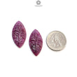 Ruby Gemstone Carving : 44.70cts Natural Untreated Red Ruby Hand Carved Marquise Shape 32*16mm Pair