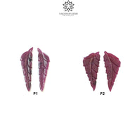RUBY Gemstone Carving : Natural Untreated Unheated Red Ruby Hand Carved Leaf Pair