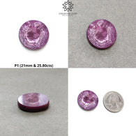 RUBY Gemstone Flat Slices : Natural Untreated Unheated Red Ruby Both Side Flat Round Coin Shape