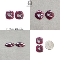 Ruby Gemstone Rose Cut : Natural Untreated Unheated Red Ruby Cushion & Uneven Shape Pair/Set