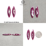 Ruby Gemstone Checker Cut : Natural Untreated Unheated Red Ruby Marquise Shape Pair