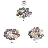 MULTI SAPPHIRE Gemstone Rose Cut : Natural Untreated Unheated Sapphire Bi-Color Cushion Shape Set