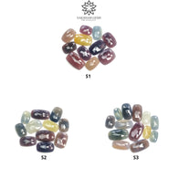 MULTI SAPPHIRE Gemstone Rose Cut : Natural Untreated Unheated Sapphire Bi-Color Cushion Shape Set