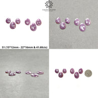 Sapphire Gemstone Rose Cut : Natural Untreated Unheated Raspberry Pink Sheen Sapphire Egg Shape 6pcs Set