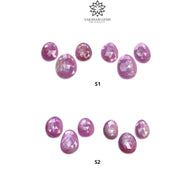 RUBY Gemstone Rose Cut : Natural Untreated Unheated Raspberry Sheen Ruby Egg Shape 6pcs Set