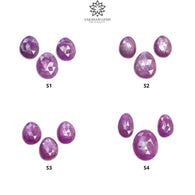 RUBY Gemstone Rose Cut : Natural Untreated Unheated Raspberry Purple Pink Ruby Egg Shape 3pcs Set