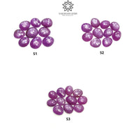 RUBY Gemstone Rose Cut : Natural Untreated Unheated Raspberry Purple Pink Ruby Egg Shape Set
