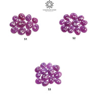RUBY Gemstone Rose Cut : Natural Untreated Unheated Purple Pink Ruby Egg Shape Set