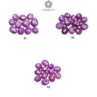 RUBY Gemstone Rose Cut : Natural Untreated Unheated Raspberry Purple Pink Ruby Egg Shape Set