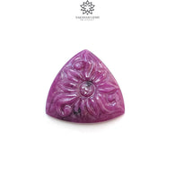 RUBY Gemstone Carving : 24.60cts Natural Untreated Unheated Red Ruby Hand Carved Triangle Shape 22mm