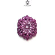 RUBY Gemstone Carving : 36.10cts Natural Untreated Unheated Red Ruby Floral Hand Carved Hexagon Shape 27*21mm