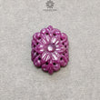 RUBY Gemstone Carving : 36.10cts Natural Untreated Unheated Red Ruby Floral Hand Carved Hexagon Shape 27*21mm