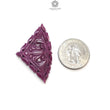 RUBY Gemstone Carving : 42.60cts Natural Untreated Unheated Red Ruby Hand Carved Triangle Shape 27*46mm