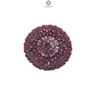 RUBY Gemstone Carving : 111.60cts Natural Untreated Unheated Red Ruby Hand Carved Round Shape 53mm