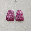 RUBY Gemstone Carving : 32.80cts Natural Untreated Unheated Red Ruby Hand Carved Uneven Shape 21*15mm Pair
