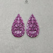 RUBY Gemstone Carving : 105.00cts Natural Untreated Unheated Red Ruby Hand Carved Pear Shape 53*29mm Pair
