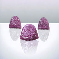 RUBY Gemstone Carving : 56.20cts Natural Untreated Unheated Red Ruby Hand Carved Uneven Shape 17*16mm - 23*19mm 3pcs