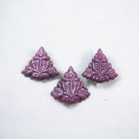 RUBY Gemstone Carving : 87.70cts Natural Untreated Unheated Red Ruby Hand Carved Triangle Shape 28*27mm - 30mm 3pcs