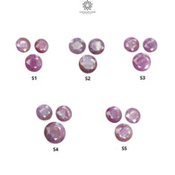 Sapphire Gemstone Normal Cut : Natural Untreated Unheated Raspberry Sheen Pink Sapphire Round Shape 3pcs