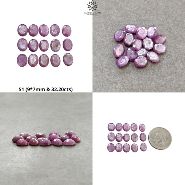 Sapphire Gemstone Normal Cut : Natural Untreated Unheated Raspberry Sheen Pink Sapphire Oval Shape Lot