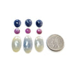 Multi Sapphire Gemstone Rose Cut : Natural Untreated Unheated Sapphire Multi Color Oval Round Egg Shape Set