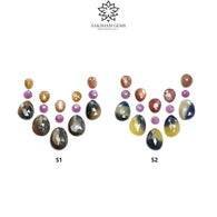Multi Sapphire Gemstone Rose Cut : Natural Untreated Unheated Sapphire Multi Color Round & Egg Shape 15pcs Set