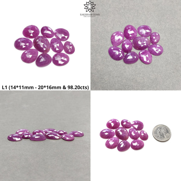 Ruby & Blue Chocolate Yellow Sapphire Gemstone Rose Cut : Natural Untreated Unheated Sapphire Multi Color Egg Pear Shape Lots