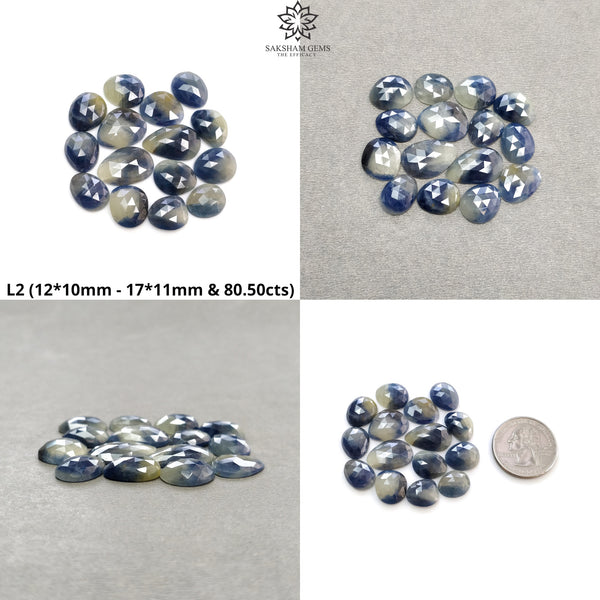 Blue & Multi Sapphire Gemstone Rose Cut : Natural Untreated Unheated Sapphire Multi Color Egg Shape Lots