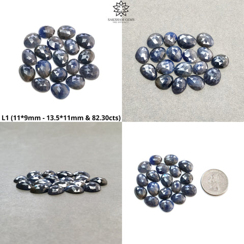 Blue & Multi Sapphire Gemstone Rose Cut : Natural Untreated Unheated Sapphire Multi Color Egg Shape Lots