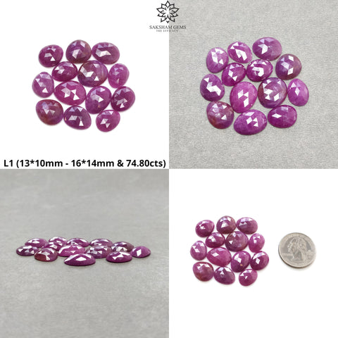 Ruby & Pink Multi Sapphire Gemstone Rose Cut : Natural Untreated Unheated Sapphire Multi Color Egg Shape Lots