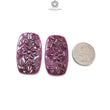 RUBY Gemstone Carving : 101.80cts Natural Untreated Unheated Red Ruby Hand Carved Cushion Shape 41*24mm Pair