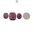 RUBY Gemstone Carving : 73.00cts Natural Untreated Unheated Red Ruby Hand Carved Cushion Oval Shape 21*17mm - 28*23mm 3pcs